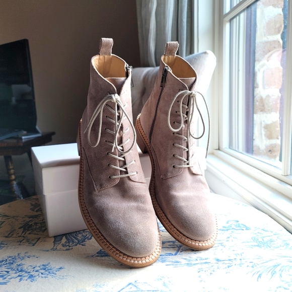 Vince Cabria Lace Up Suede Boot LT Smokewood 9.5 - Picture 5 of 11